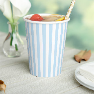 Pale Blue and White Candy Stripe Paper Cups