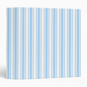 Pale blue and white candy stripes 3 ring binder