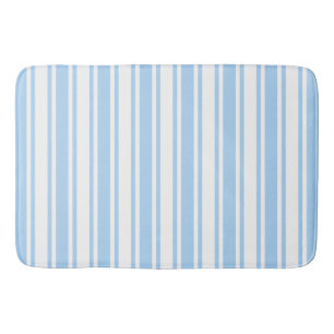 Pale blue and white candy stripes bath mat