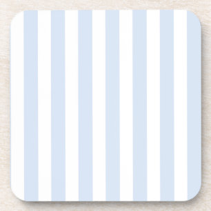 Pale blue and white candy stripes beverage coaster