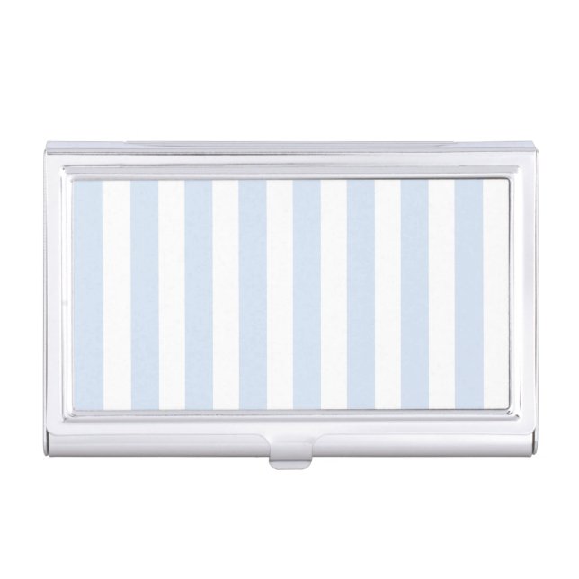 Pale blue and white candy stripes business card case (Front)