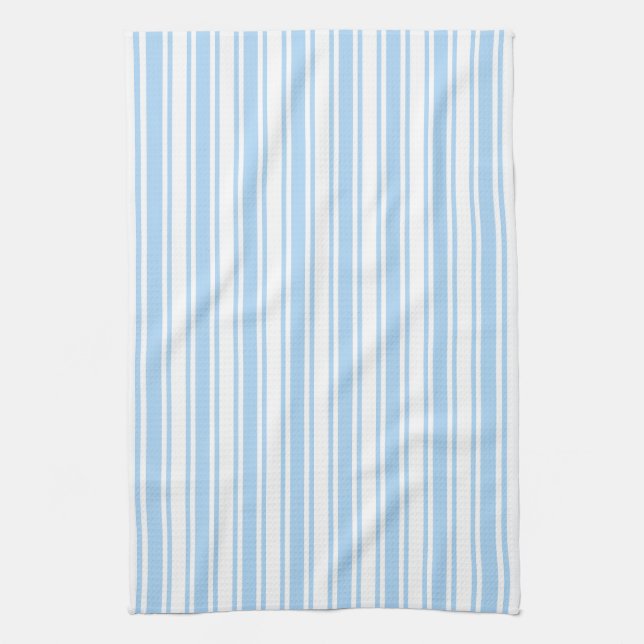 Pale blue and white candy stripes kitchen towel (Vertical)
