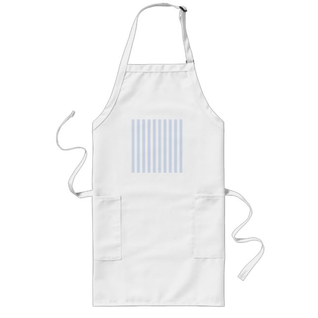 Pale blue and white candy stripes long apron (Front)
