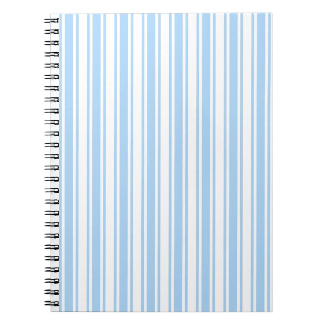 Pale blue and white candy stripes notebook (Front)