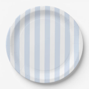 Pale blue and white candy stripes paper plates