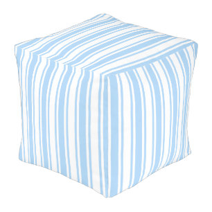 Pale blue and white candy stripes pouf