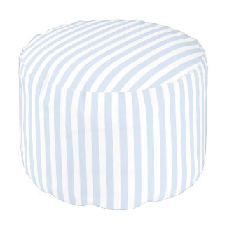 Pale blue and white candy stripes pouf