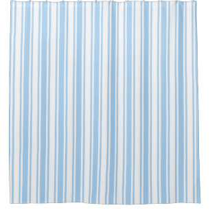 Pale blue and white candy stripes shower curtain