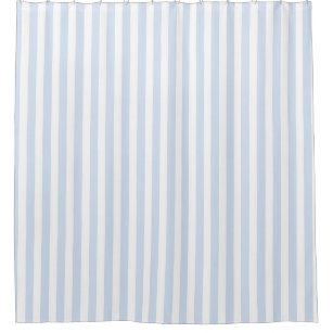 Pale blue and white candy stripes shower curtain