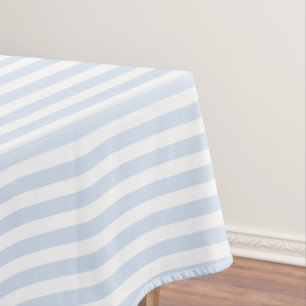 Pale blue and white candy stripes tablecloth