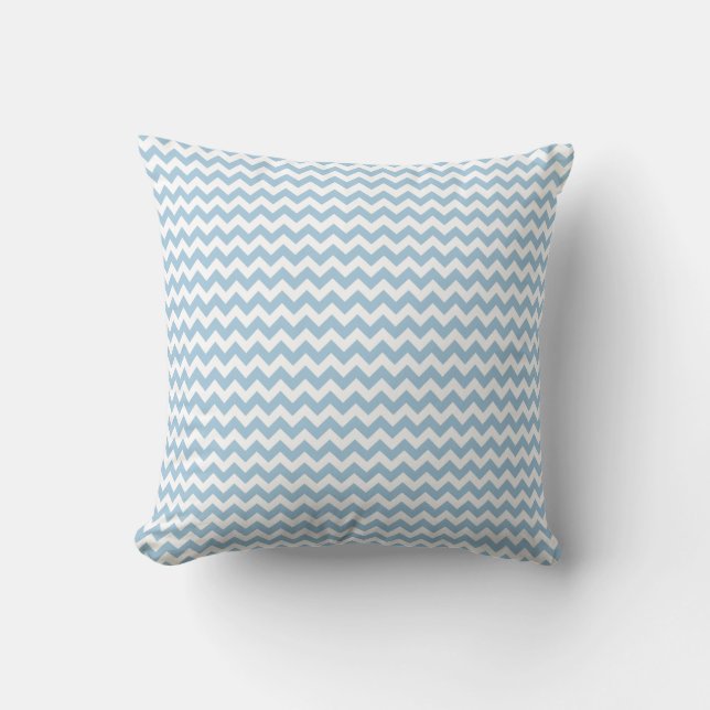 Pale Blue and White Chevron Pattern Throw Pillow (Front)