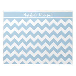 Pale Blue and White Chevrons Pattern Notepad