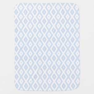 Pale blue and white diamond pattern baby blanket