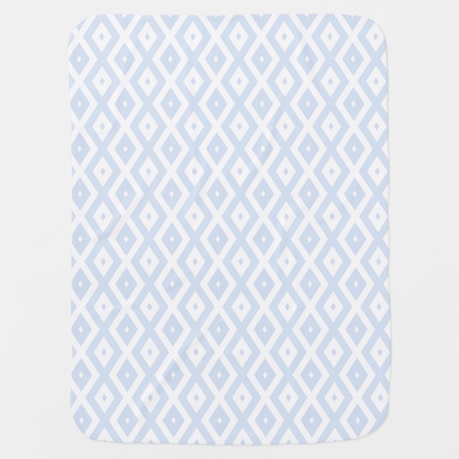 Pale blue and white diamond pattern baby blanket (Front)