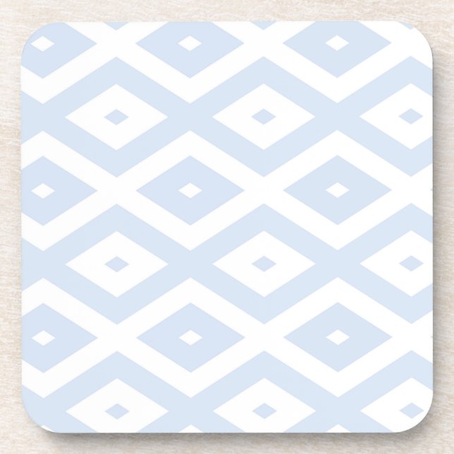 Pale blue and white diamond pattern beverage coaster (Front)