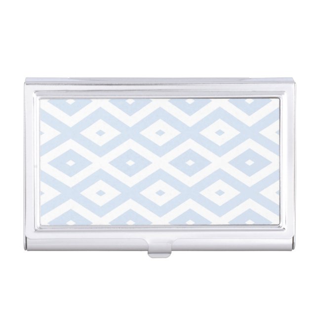 Pale blue and white diamond pattern business card case (Front)