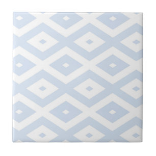 Pale blue and white diamond pattern ceramic tile