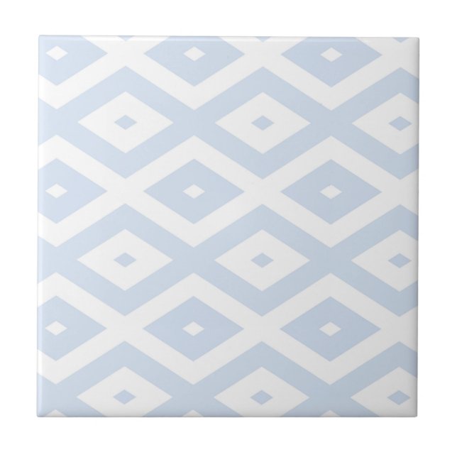 Pale blue and white diamond pattern ceramic tile (Front)