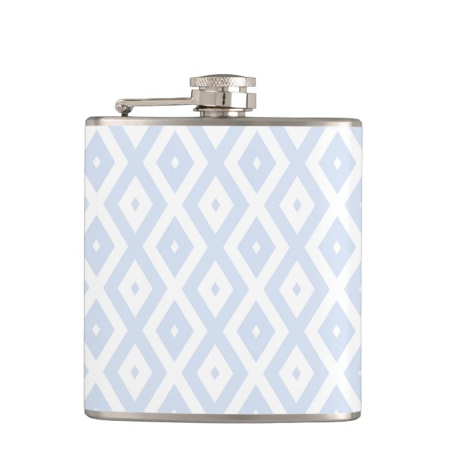 Pale blue and white diamond pattern flask (Front)