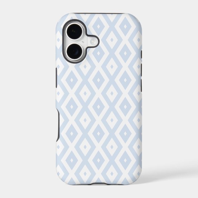 Pale blue and white diamond pattern iphone case (Back)