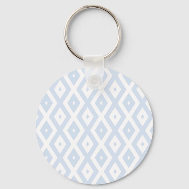 Pale blue and white diamond pattern keychain (Front)