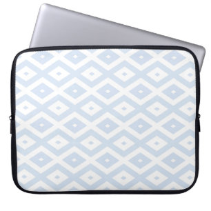 Pale blue and white diamond pattern laptop sleeve