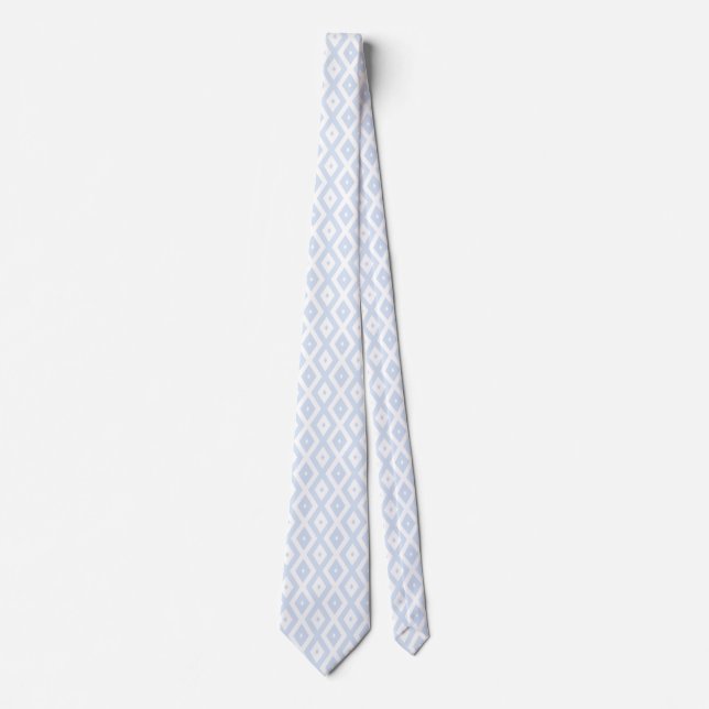 Pale blue and white diamond pattern neck tie (Front)