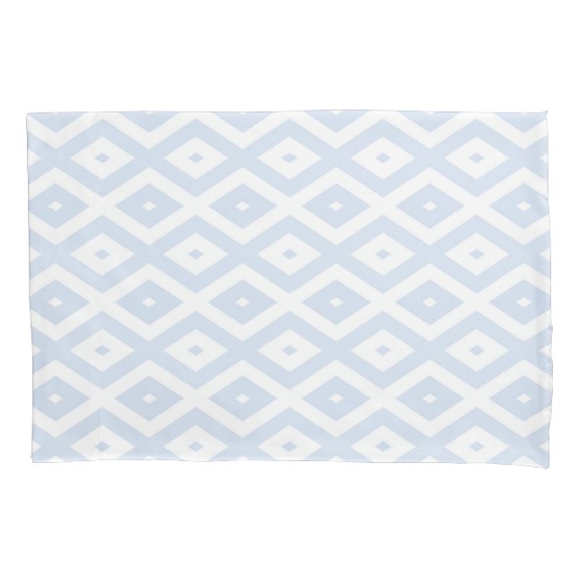 Pale blue and white diamond pattern pillow case (Front)