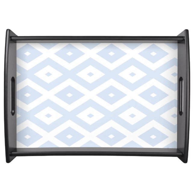 Pale blue and white diamond pattern serving tray (Front)