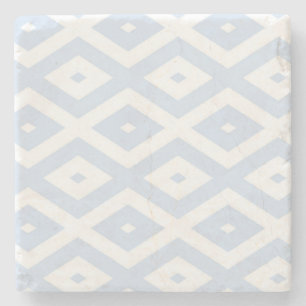 Pale blue and white diamond pattern stone coaster