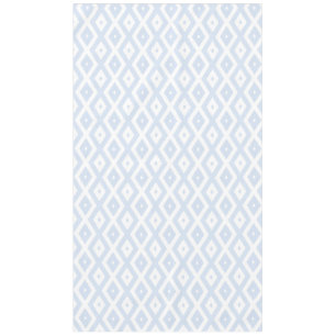 Pale blue and white diamond pattern tablecloth