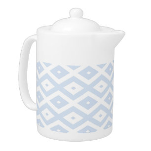 Pale blue and white diamond pattern teapot