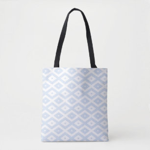 Pale blue and white diamond pattern tote bag