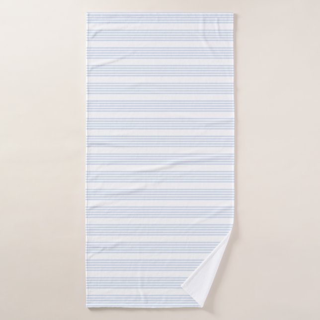 Pale blue and white five stripes pattern bath towel (Bath Towel)