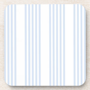 Pale blue and white five stripes pattern beverage coaster