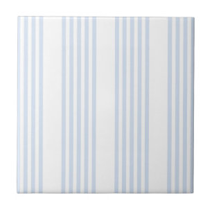 Pale blue and white five stripes pattern ceramic tile