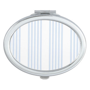 Pale blue and white five stripes pattern compact mirror