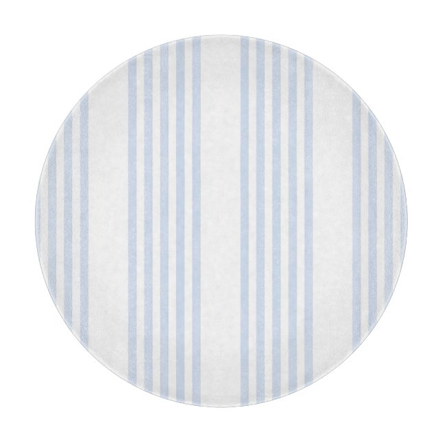 Pale blue and white five stripes pattern cutting board (Front)