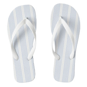 Pale blue and white five stripes pattern flip flops