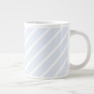 Pale blue and white five stripes pattern giant coffee mug