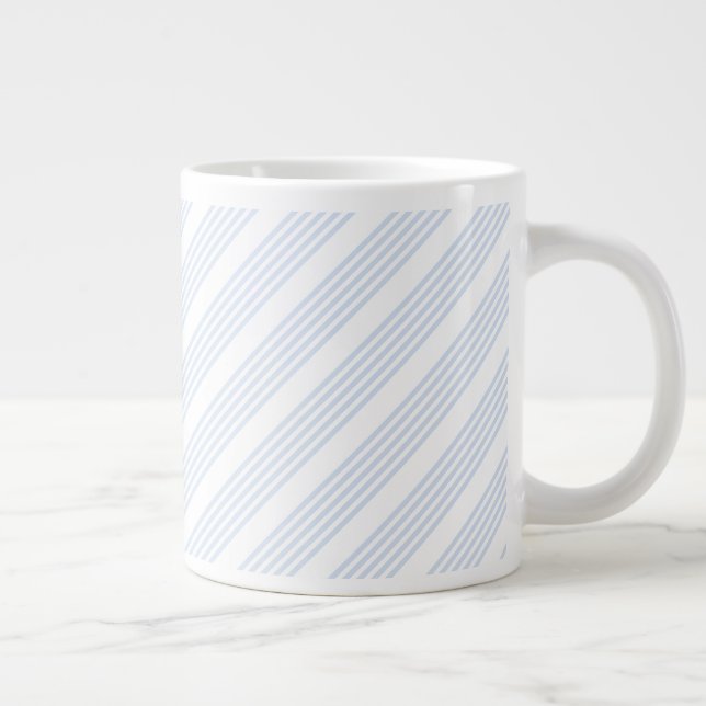 Pale blue and white five stripes pattern giant coffee mug (Right)