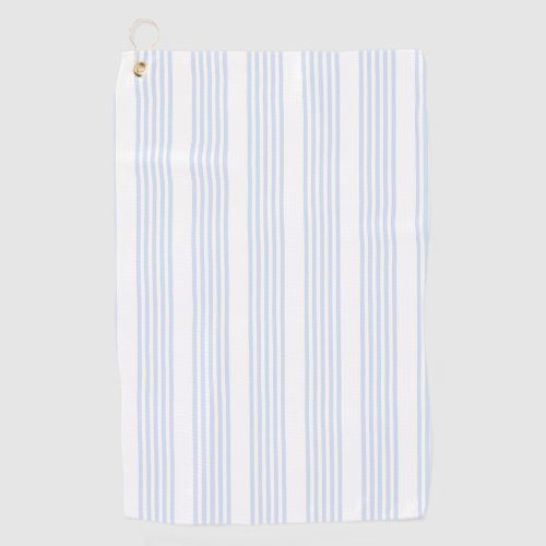Pale blue and white five stripes pattern golf towel