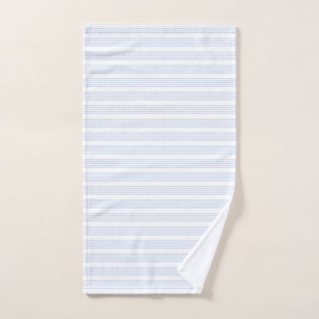 Pale blue and white five stripes pattern hand towel  (Hand Towel)