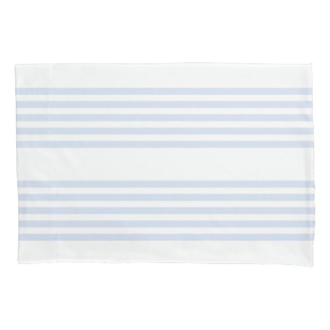 Pale blue and white five stripes pattern pillow case (Front)