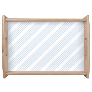 Pale blue and white five stripes pattern serving tray
