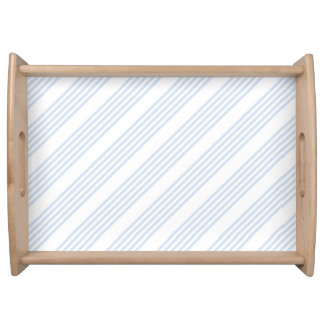 Pale blue and white five stripes pattern serving tray