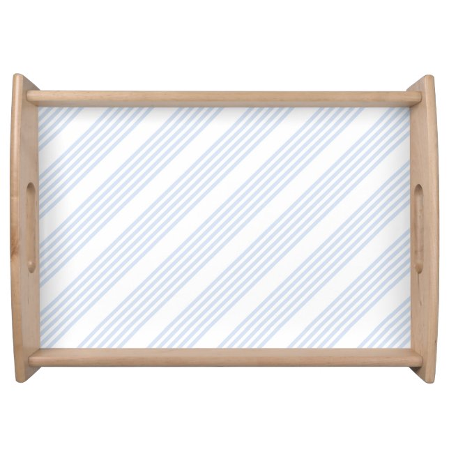 Pale blue and white five stripes pattern serving tray (Front)