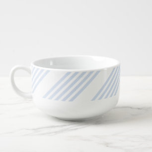 Pale blue and white five stripes pattern soup mug
