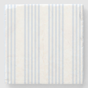 Pale blue and white five stripes pattern stone coaster