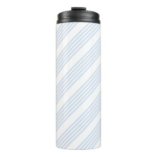 Pale blue and white five stripes pattern thermal tumbler